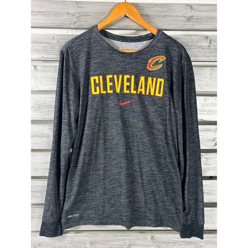Nike Cleveland Cavaliers NBA Dri-FIT Long Sleeve Shirt Mens Medium Charcoal Grey